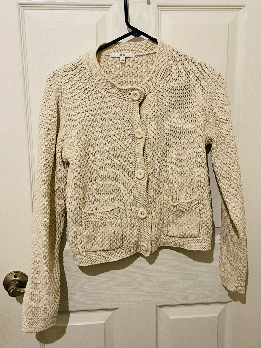 Uniqlo Cream Textured Button-Front Cardigan